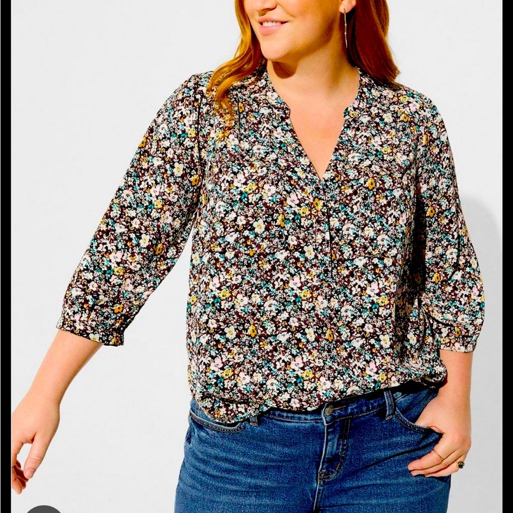 Harper studio crepe de chine 3/4 sleeve blouse